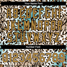 Laden Sie das Bild in den Galerie-Viewer, Custom White Black-Old Gold Leopard Print 3D Pattern Design Bomber Full-Snap Varsity Letterman Jacket
