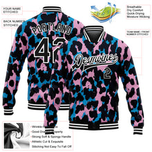 Laden Sie das Bild in den Galerie-Viewer, Custom Light Pink Black-White Leopard Print 3D Pattern Design Bomber Full-Snap Varsity Letterman Jacket
