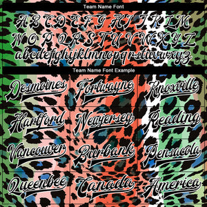 Custom Orange Black-White Leopard Print 3D Pattern Design Bomber Full-Snap Varsity Letterman Jacket