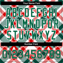 Load image into Gallery viewer, Custom White Kelly Green-Red Christmas Tree 3D Bomber Full-Snap Varsity Letterman Jacket

