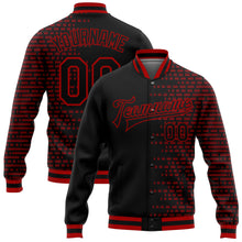 Load image into Gallery viewer, Custom Black Red Halftone 3D Pattern Design Bomber Full-Snap Varsity Letterman Jacket
