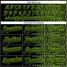Load image into Gallery viewer, Custom Black Neon Green Halftone 3D Pattern Design Bomber Full-Snap Varsity Letterman Jacket
