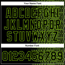 Load image into Gallery viewer, Custom Black Neon Green Halftone 3D Pattern Design Bomber Full-Snap Varsity Letterman Jacket
