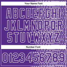 Laden Sie das Bild in den Galerie-Viewer, Custom Purple White Halftone 3D Pattern Design Bomber Full-Snap Varsity Letterman Jacket
