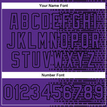 Laden Sie das Bild in den Galerie-Viewer, Custom Purple Black-White Halftone 3D Pattern Design Bomber Full-Snap Varsity Letterman Jacket
