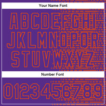 Load image into Gallery viewer, Custom Purple Orange-White Halftone 3D Pattern Design Bomber Full-Snap Varsity Letterman Jacket
