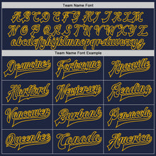 Загрузить изображение в средство просмотра галереи, Custom Navy Cream-Gold Bomber Full-Snap Varsity Letterman Two Tone Jacket
