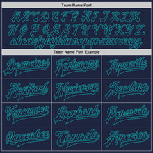 Загрузить изображение в средство просмотра галереи, Custom Navy Cream-Teal Bomber Full-Snap Varsity Letterman Two Tone Jacket
