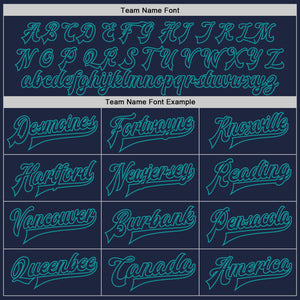 Custom Navy Cream-Teal Bomber Full-Snap Varsity Letterman Two Tone Jacket