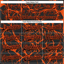 Laden Sie das Bild in den Galerie-Viewer, Custom Black Orange Abstract Network And Tiger 3D Pattern Design Bomber Full-Snap Varsity Letterman Jacket
