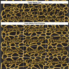 Load image into Gallery viewer, Custom Black Old Gold Spotted 3D Pattern Design Bomber Full-Snap Varsity Letterman Jacket

