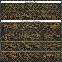 Load image into Gallery viewer, Custom Black Old Gold Check And Tiger 3D Pattern Design Bomber Full-Snap Varsity Letterman Jacket
