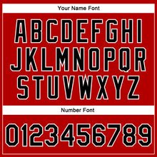 Load image into Gallery viewer, Custom Red Black-White 3D Pattern Design Bomber Full-Snap Varsity Letterman Jacket
