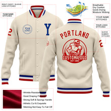 Charger l&#39;image dans la galerie, Custom Cream Royal-Red Bomber Full-Snap Varsity Letterman Jacket
