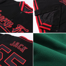 Load image into Gallery viewer, Custom Kelly Green White-Gold Bomber Full-Snap Varsity Letterman Jacket
