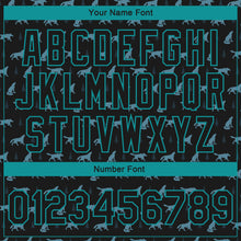 Load image into Gallery viewer, Custom Black Teal Wolf 3D Pattern Design Bomber Full-Snap Varsity Letterman Jacket
