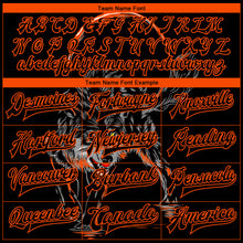 Load image into Gallery viewer, Custom Black Orange Wolf 3D Pattern Design Bomber Full-Snap Varsity Letterman Jacket
