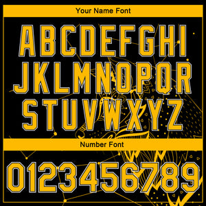Custom Black Gold-White Wolf 3D Pattern Design Bomber Full-Snap Varsity Letterman Jacket