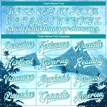 Laden Sie das Bild in den Galerie-Viewer, Custom Light Blue White-Teal Watercolor Winter Landscape With Snowy Trees 3D Pattern Design Bomber Full-Snap Varsity Letterman Jacket
