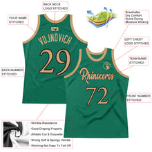 Load image into Gallery viewer, Custom Kelly Green Old Gold-Black Authentic Throwback Basketball Jersey
