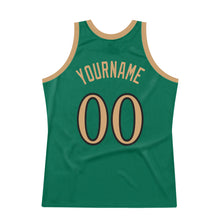 Load image into Gallery viewer, Custom Kelly Green Old Gold-Black Authentic Throwback Basketball Jersey
