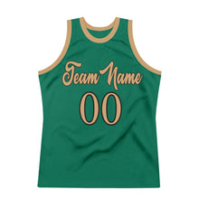 Load image into Gallery viewer, Custom Kelly Green Old Gold-Black Authentic Throwback Basketball Jersey
