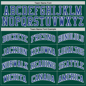 Custom Kelly Green Royal-White Authentic Throwback Basketball Jersey