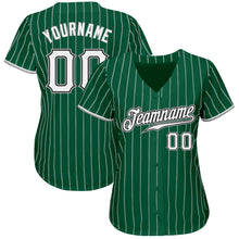 Laden Sie das Bild in den Galerie-Viewer, Custom Kelly Green White Pinstripe White-Gray Authentic Baseball Jersey
