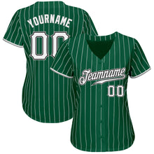 Load image into Gallery viewer, Custom Kelly Green White Pinstripe White-Gray Authentic Baseball Jersey
