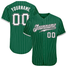 Laden Sie das Bild in den Galerie-Viewer, Custom Kelly Green White Pinstripe White-Gray Authentic Baseball Jersey
