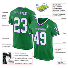 Laden Sie das Bild in den Galerie-Viewer, Custom Grass Green White-Purple Mesh Authentic Throwback Football Jersey
