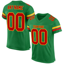 Load image into Gallery viewer, Custom Grass Green Red-Gold Mesh Authentic Football Jersey
