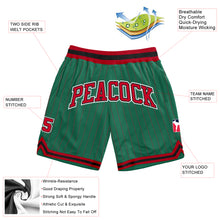 Load image into Gallery viewer, Custom Kelly Green Red Pinstripe Red-Black Authentic Basketball Shorts
