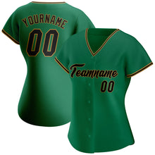 Load image into Gallery viewer, Custom Kelly Green Black-Old Gold Authentic Baseball Jersey
