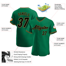 Load image into Gallery viewer, Custom Kelly Green Black-Old Gold Authentic Baseball Jersey
