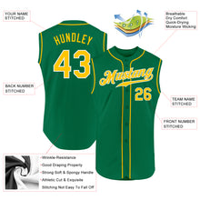 Laden Sie das Bild in den Galerie-Viewer, Custom Kelly Green Gold-White Authentic Sleeveless Baseball Jersey
