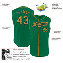 Load image into Gallery viewer, Custom Kelly Green Old Gold-Black Authentic Sleeveless Baseball Jersey
