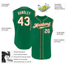 Load image into Gallery viewer, Custom Kelly Green White-Orange Authentic Sleeveless Baseball Jersey
