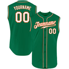 Load image into Gallery viewer, Custom Kelly Green White-Orange Authentic Sleeveless Baseball Jersey
