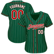 Загрузить изображение в средство просмотра галереи, Custom Kelly Green White Pinstripe Red-White Authentic Baseball Jersey
