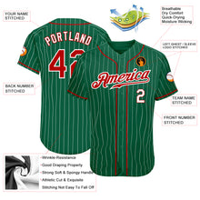 Загрузить изображение в средство просмотра галереи, Custom Kelly Green White Pinstripe Red-White Authentic Baseball Jersey
