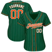 Загрузить изображение в средство просмотра галереи, Custom Kelly Green White Pinstripe Orange-White Authentic Baseball Jersey
