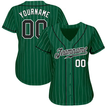 Загрузить изображение в средство просмотра галереи, Custom Kelly Green White Pinstripe Black-White Authentic Baseball Jersey
