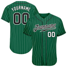 Загрузить изображение в средство просмотра галереи, Custom Kelly Green White Pinstripe Black-White Authentic Baseball Jersey
