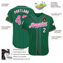 Laden Sie das Bild in den Galerie-Viewer, Custom Kelly Green White Pinstripe Pink-White Authentic Baseball Jersey
