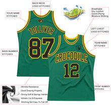Load image into Gallery viewer, Custom Kelly Green Black-Gold Authentic Throwback Basketball Jersey
