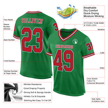 Load image into Gallery viewer, Custom Grass Green Red-Black Mesh Authentic Throwback Football Jersey

