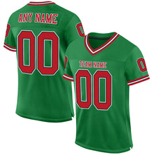 Load image into Gallery viewer, Custom Grass Green Red-Black Mesh Authentic Throwback Football Jersey
