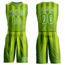 Load image into Gallery viewer, Custom Kelly Green Neon Green-White Round Neck Sublimation Basketball Suit Jersey
