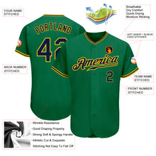 Load image into Gallery viewer, Custom Kelly Green Navy-Gold Authentic Baseball Jersey
